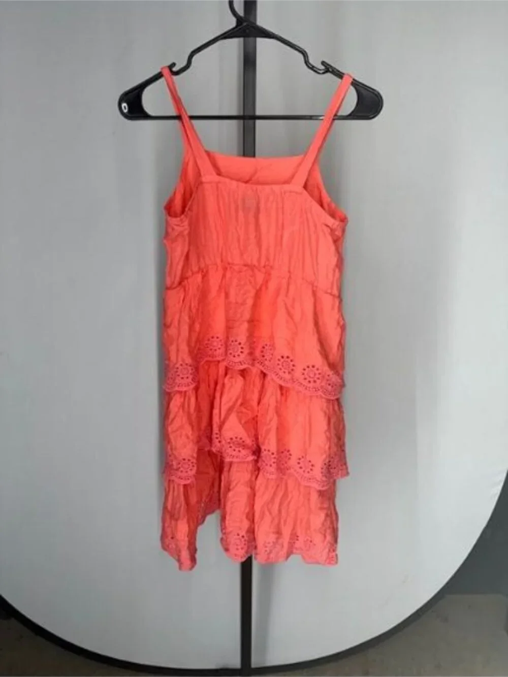 Old Navy Girls Coral Eyelet Lace Tiered Midi Dress